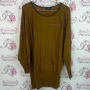 TAIFUN long sleeve zipper detail shiny trim Mustard Long Sleeve Top